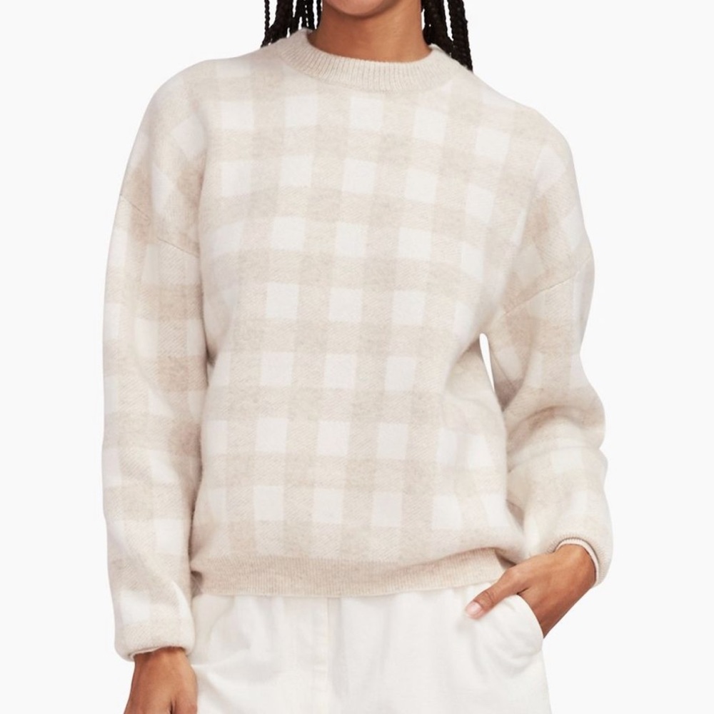 NWT Naadam Gingham Cashmere Sweater
